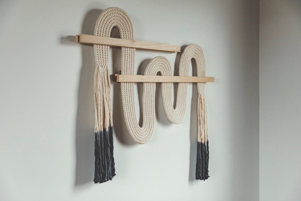 An extra-large "Vibrato" macrame wall-hanging from Candice Luter.