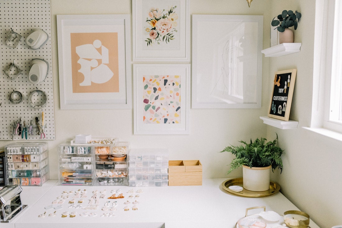 Elyse's desk and colorful workspace