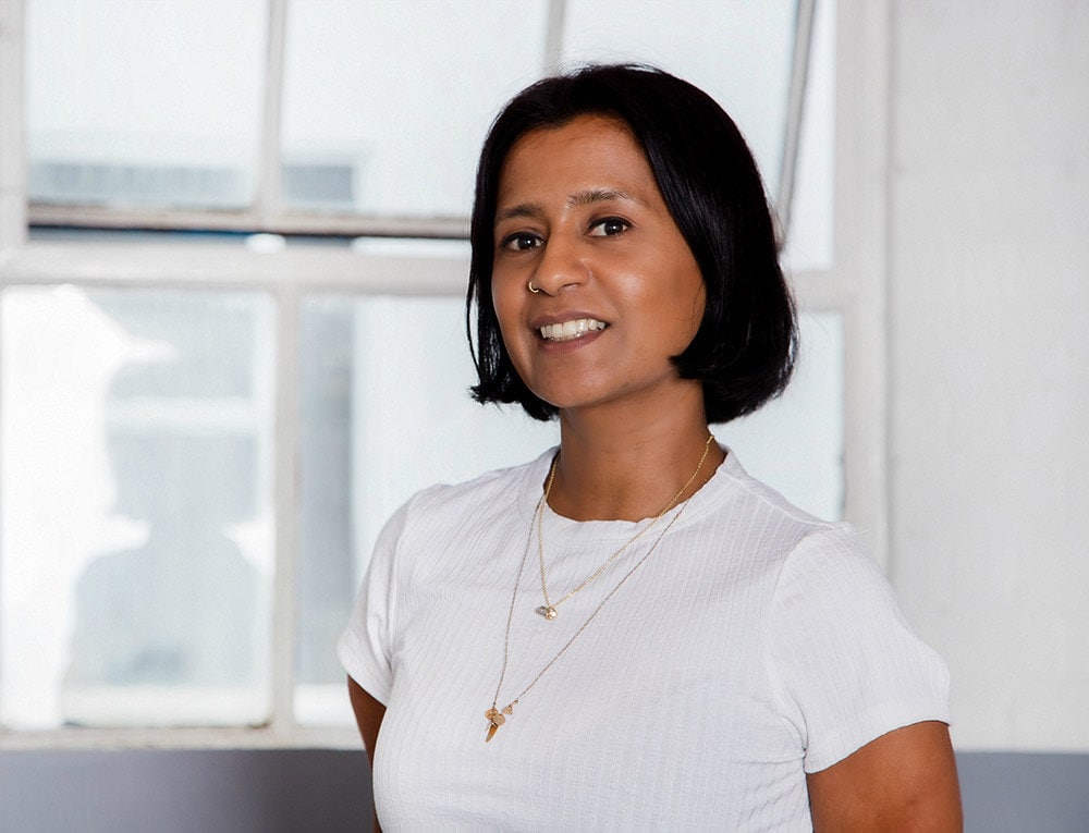 Portrait of jewelry designer Tamara Gomez in her London studio