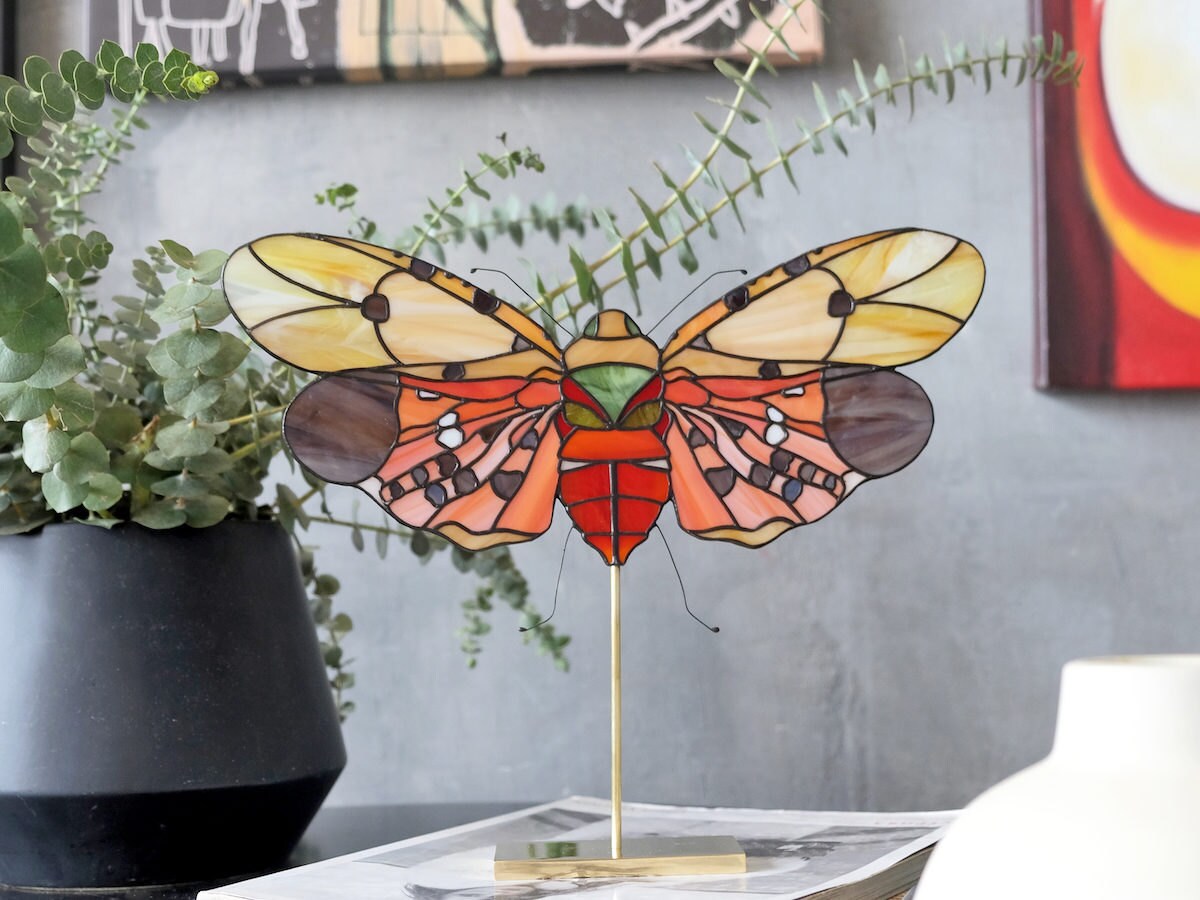 A stained glass butterfly by artist Elena Zaycman