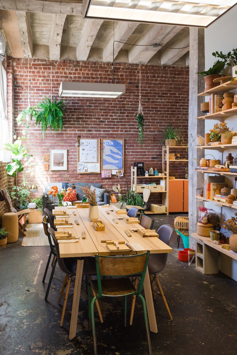 Melanie's Oakland studio, where she holds spoon carving workshops