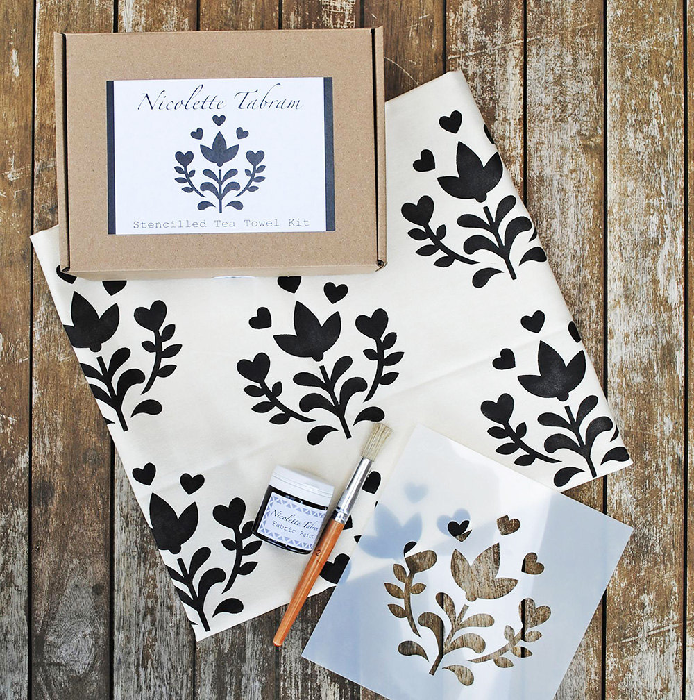 A kit to make a stenciled tea towel