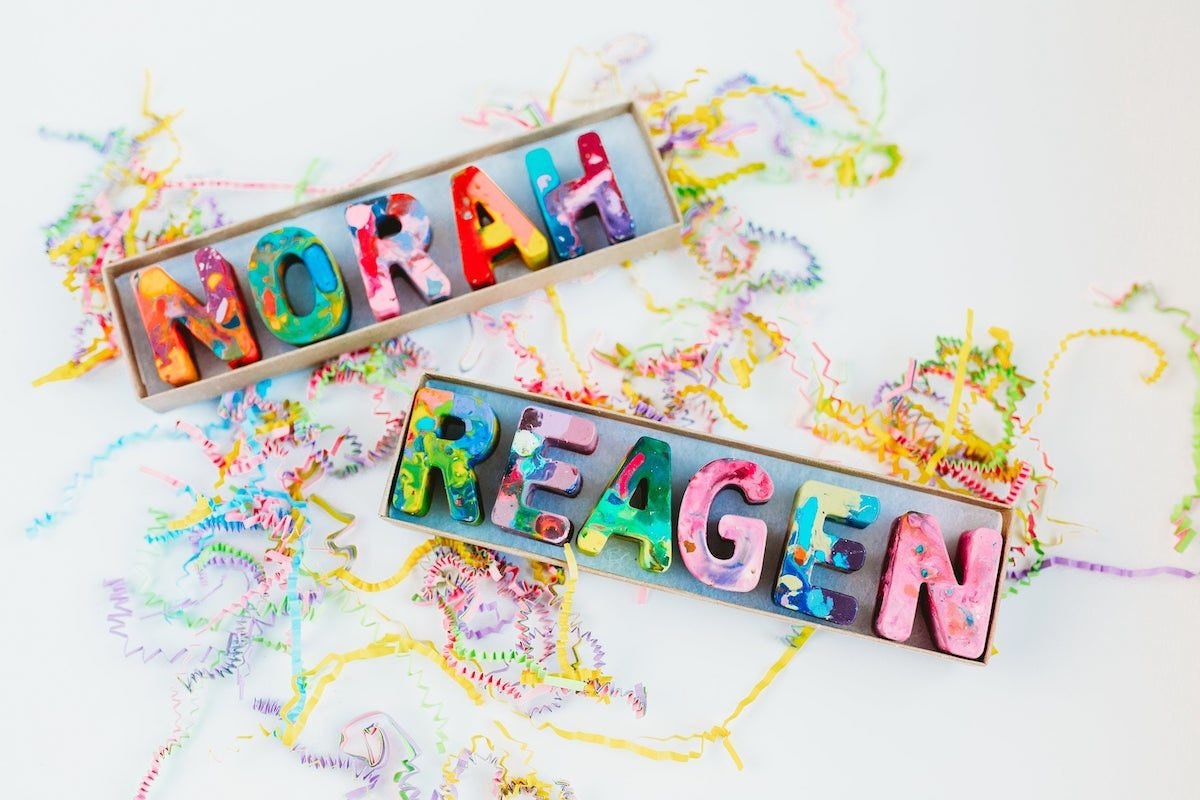 Recycled alphabet crayons from Art 2 The Extreme