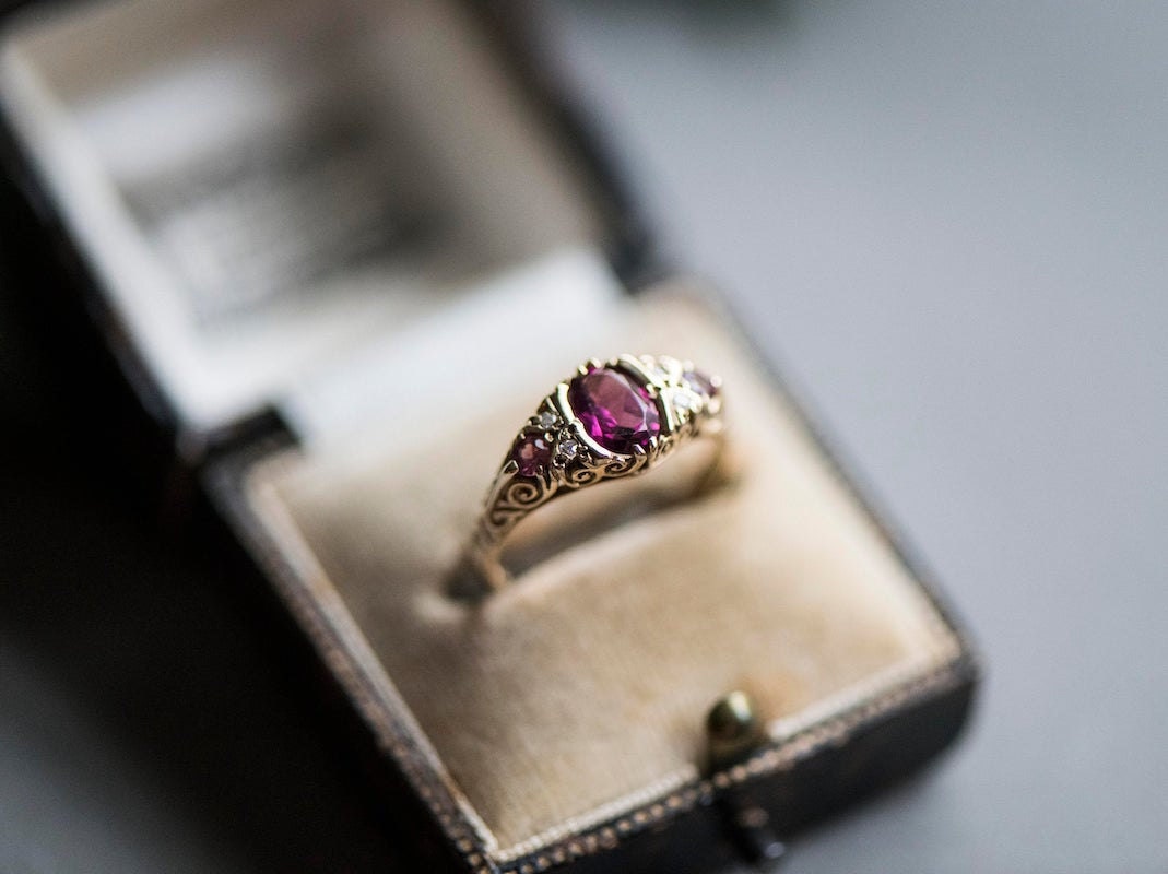 Vintage pink kunzite and diamond ring from KK Vintage Collection