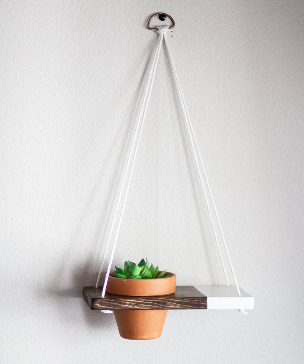 Mini two-tone hanging planter shelf from TheCraftySwirl, $20