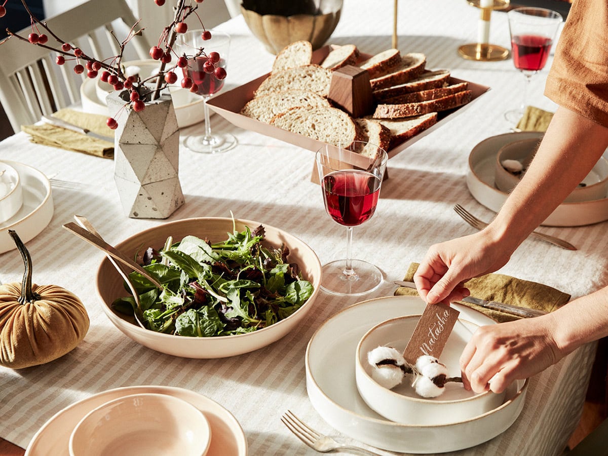 A dining table set for entertaining