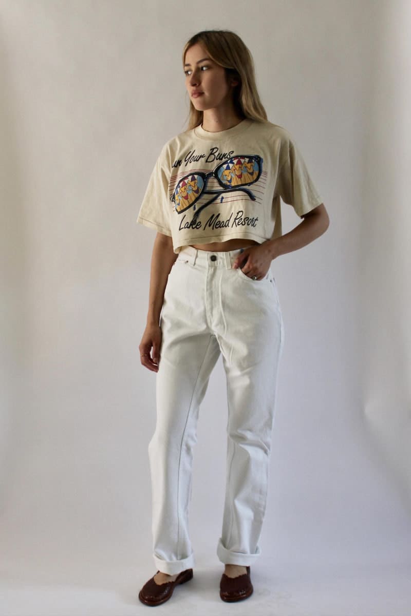 White vintage jeans from Shop La Flor