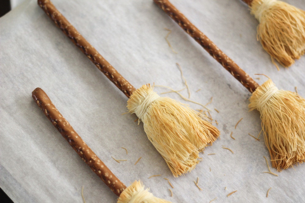 Homemade pretzel broomsticks