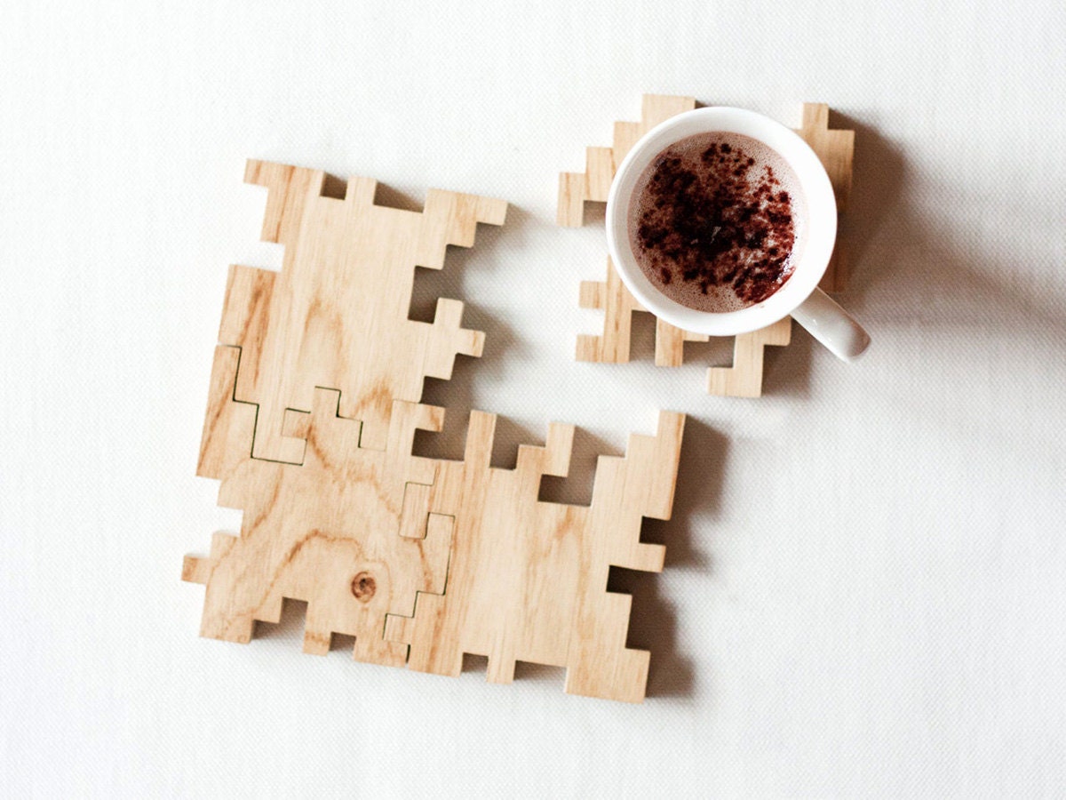 Puzzle coasters from Ryon Design, on Etsy