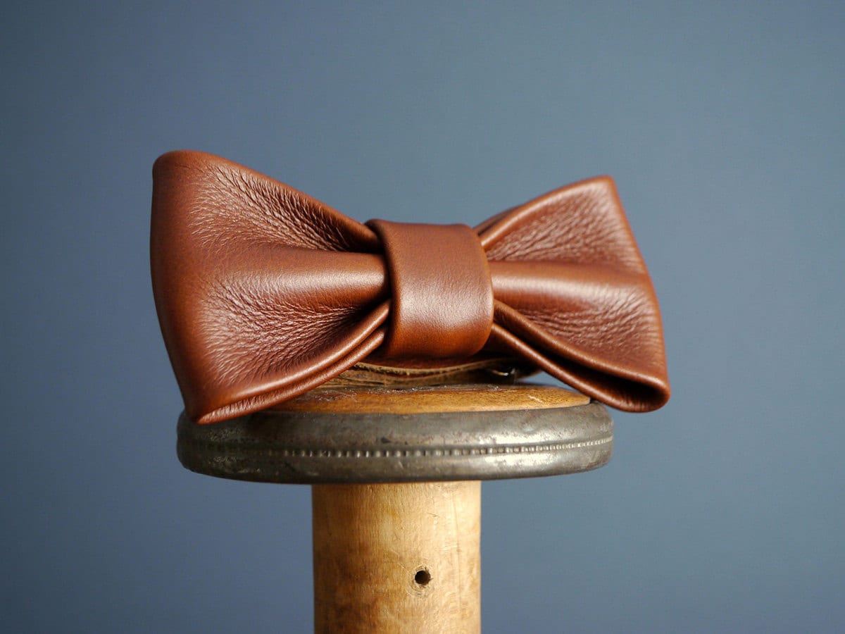 Leather bow tie from Kingsley Leather, on Etsy