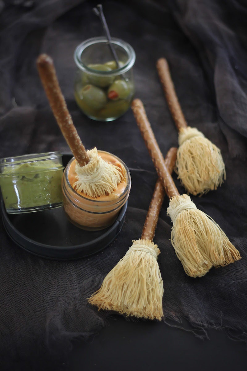 Homemade pretzel broomsticks