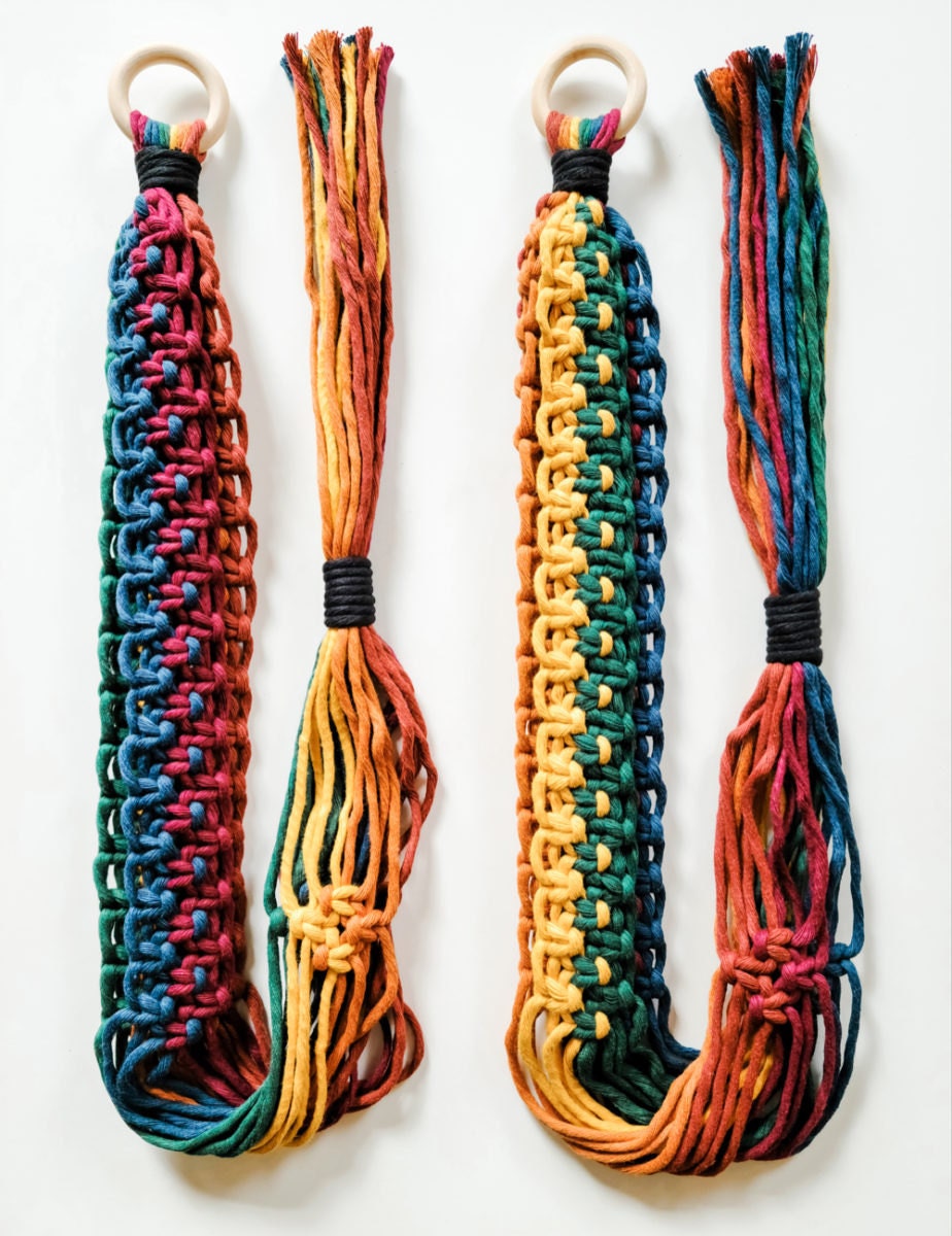 Detail on colorful macrame pieces from Sweet Home Alberti
