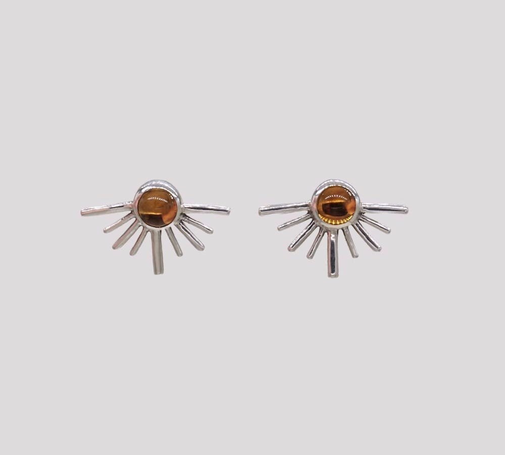 Citrine sunburst post earrings from Aleishla