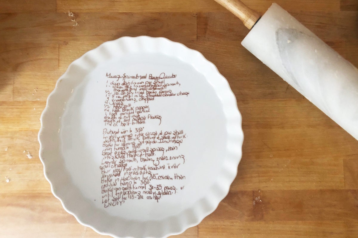 Dayna's custom pie dish awaits use Dayna's custom pie dish awaits use