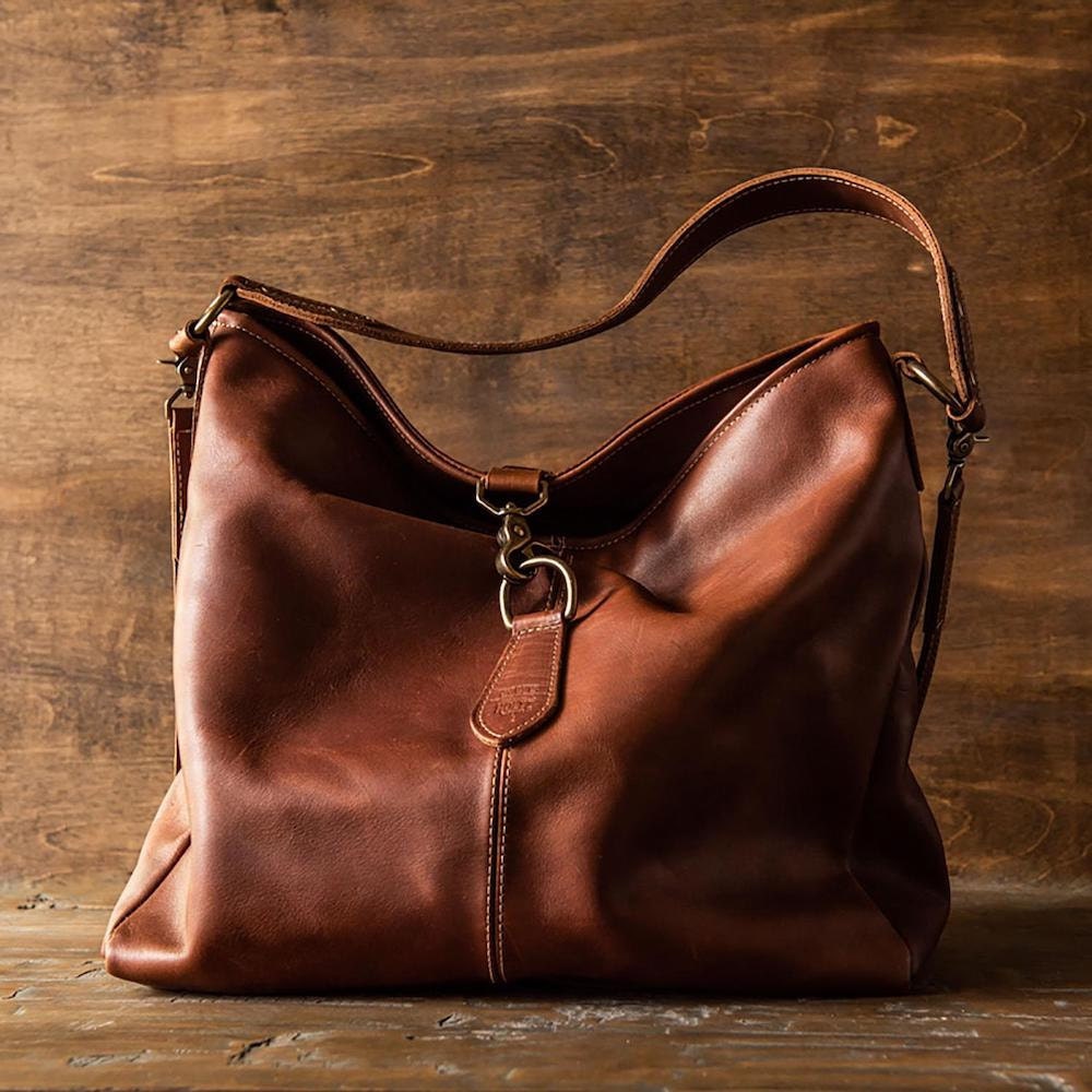 A fine leather shoulder bag from Holtz Leather Co.