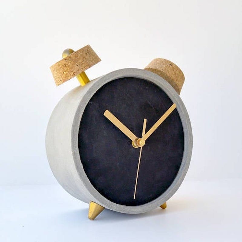 Concrete and brass desk clock from STURLESI