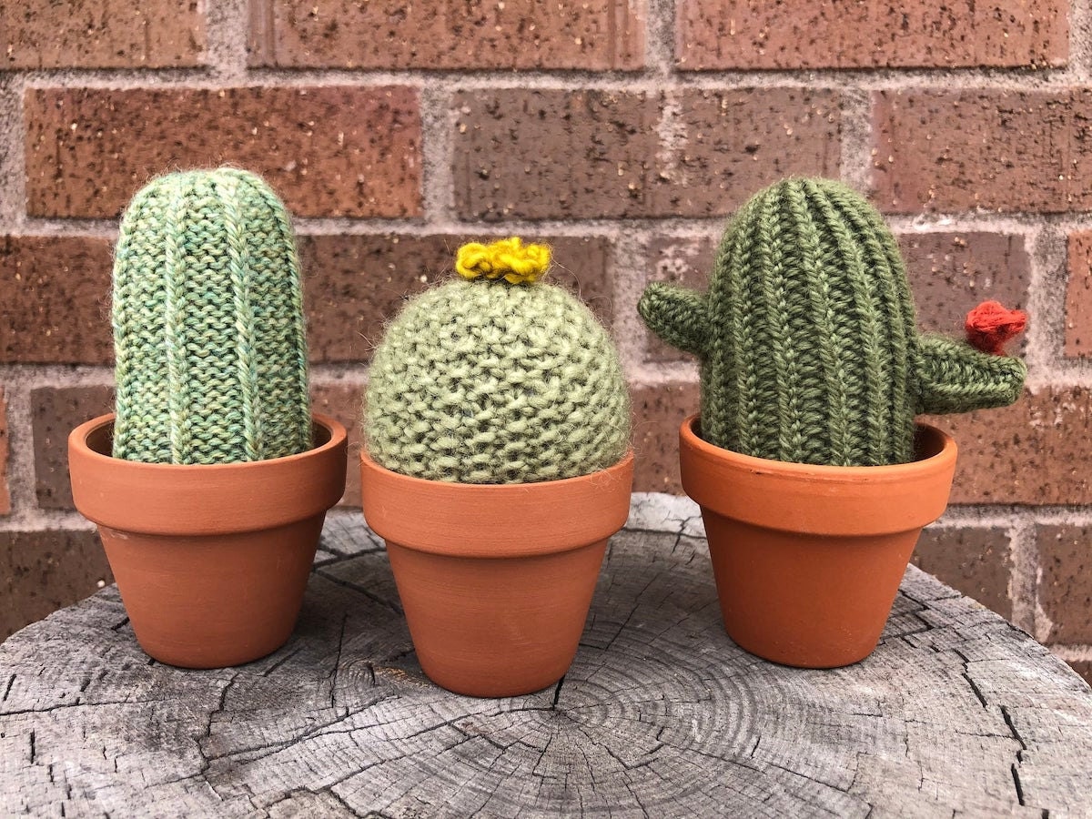 Crochet cactus pattern from Made By eM Knits, on Etsy