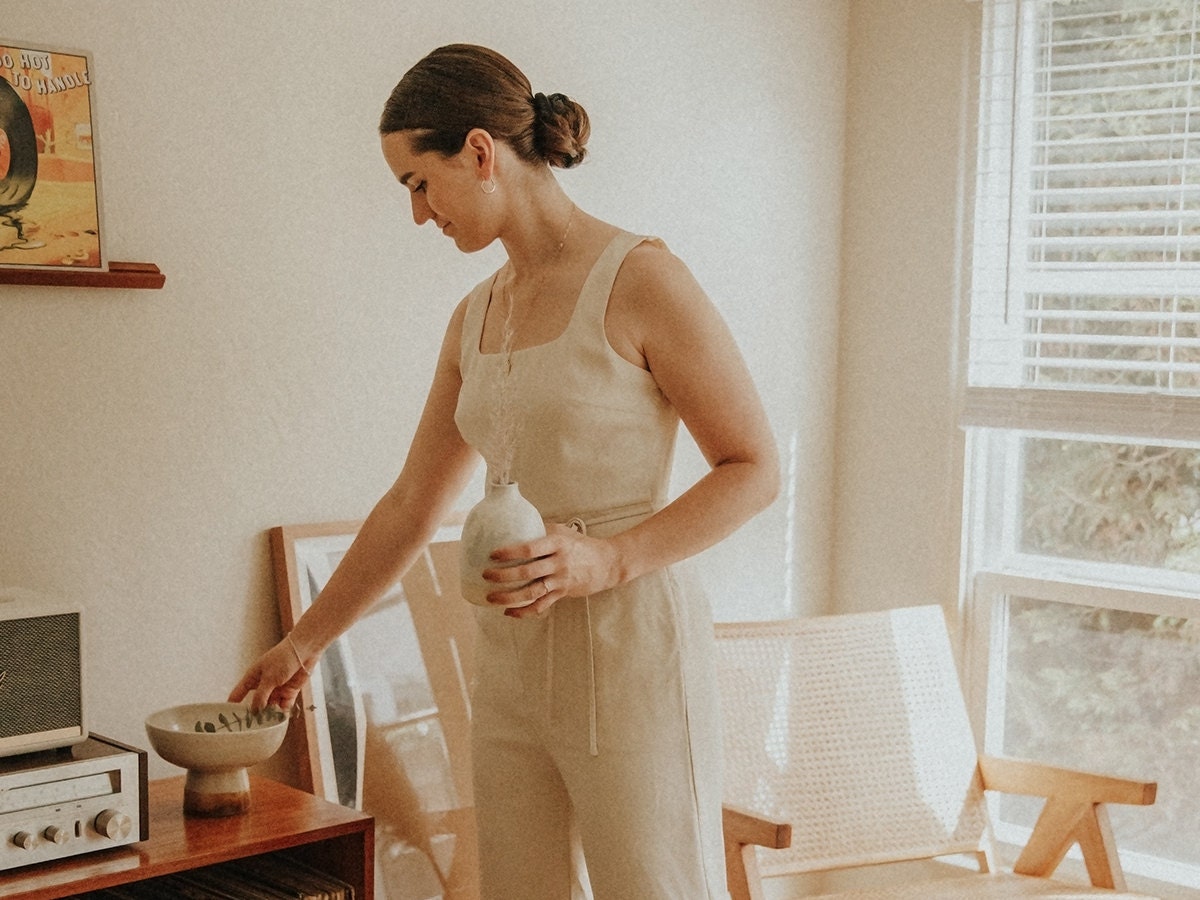 Tonya Smith at home in her living room