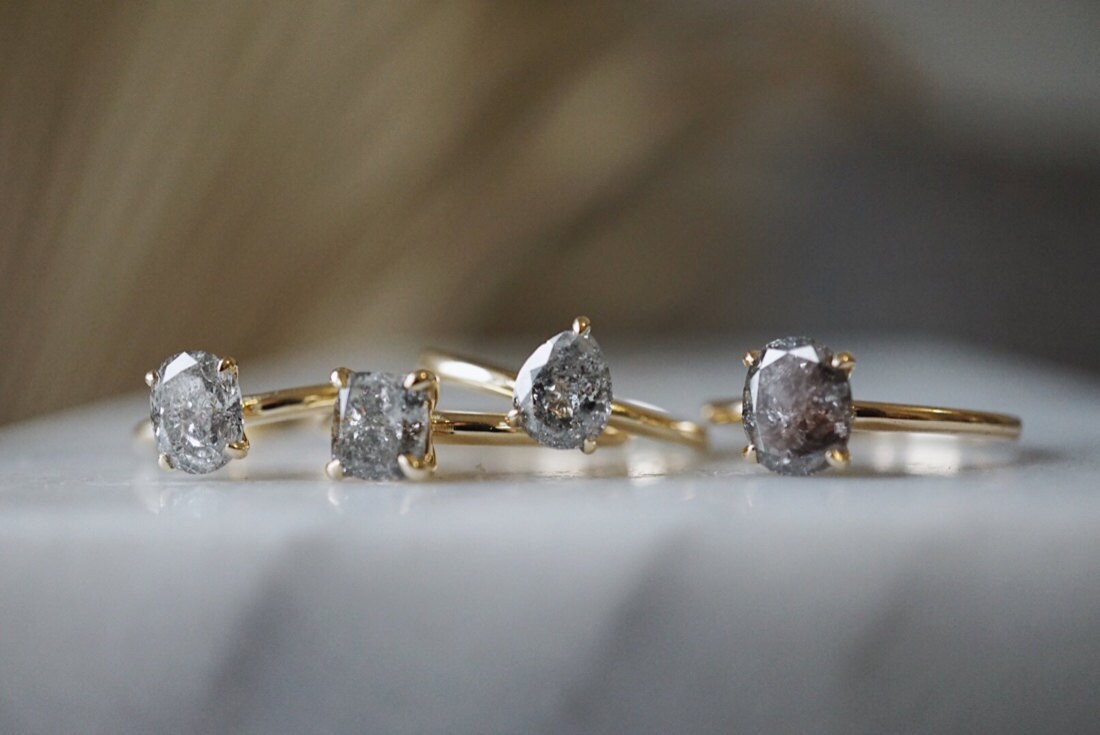 Salt-and-pepper diamond rings from Foe & Dear