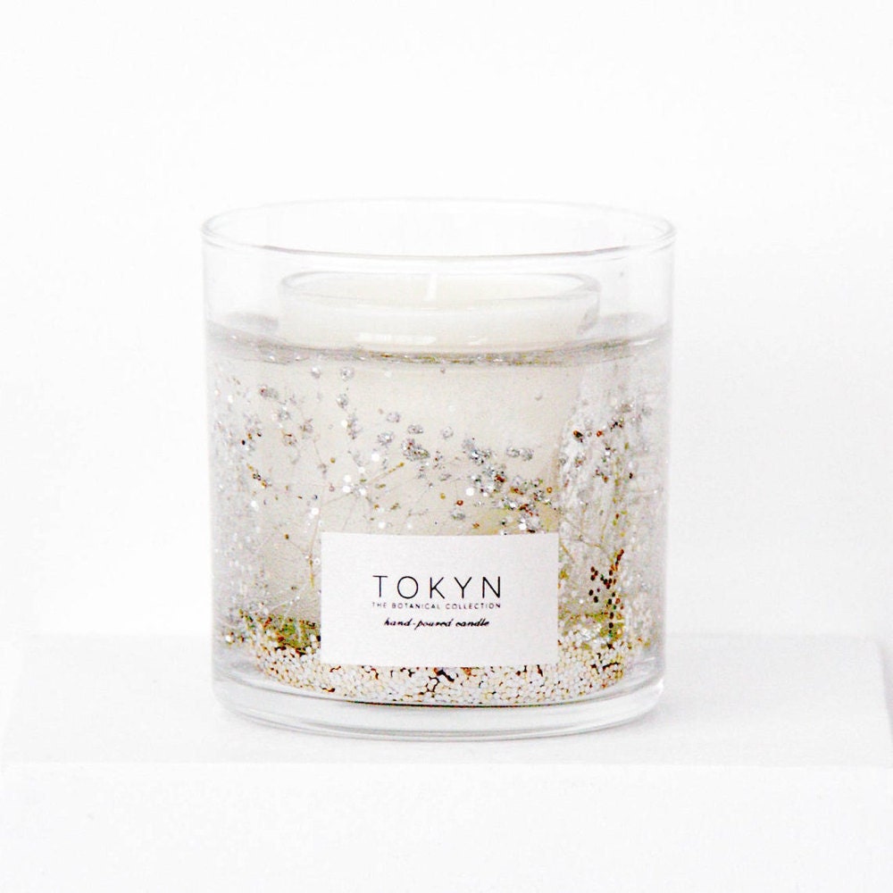 Silver sparkles birch bark candle from Tokyn Candles