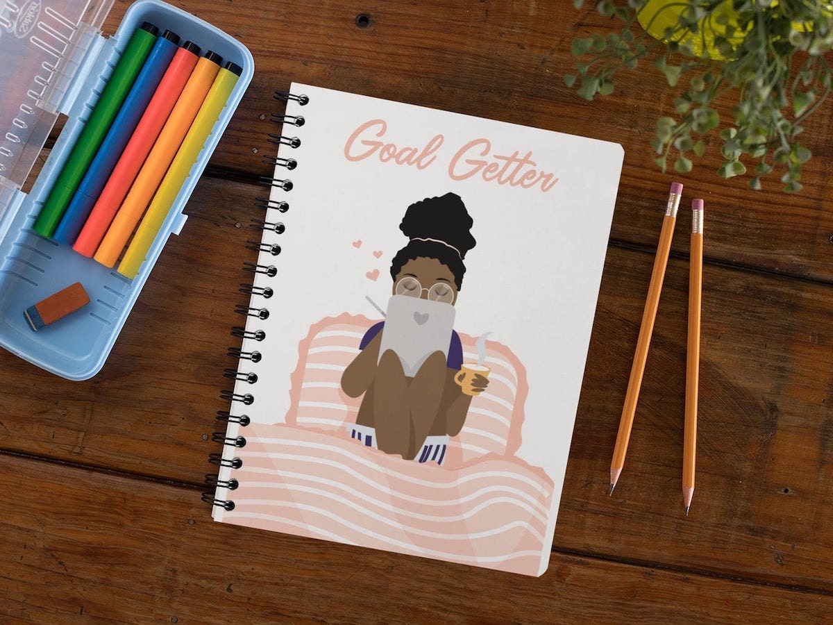 Goal Getter Black Girl notebook from Copper and Brass Paper Goods, on Etsy