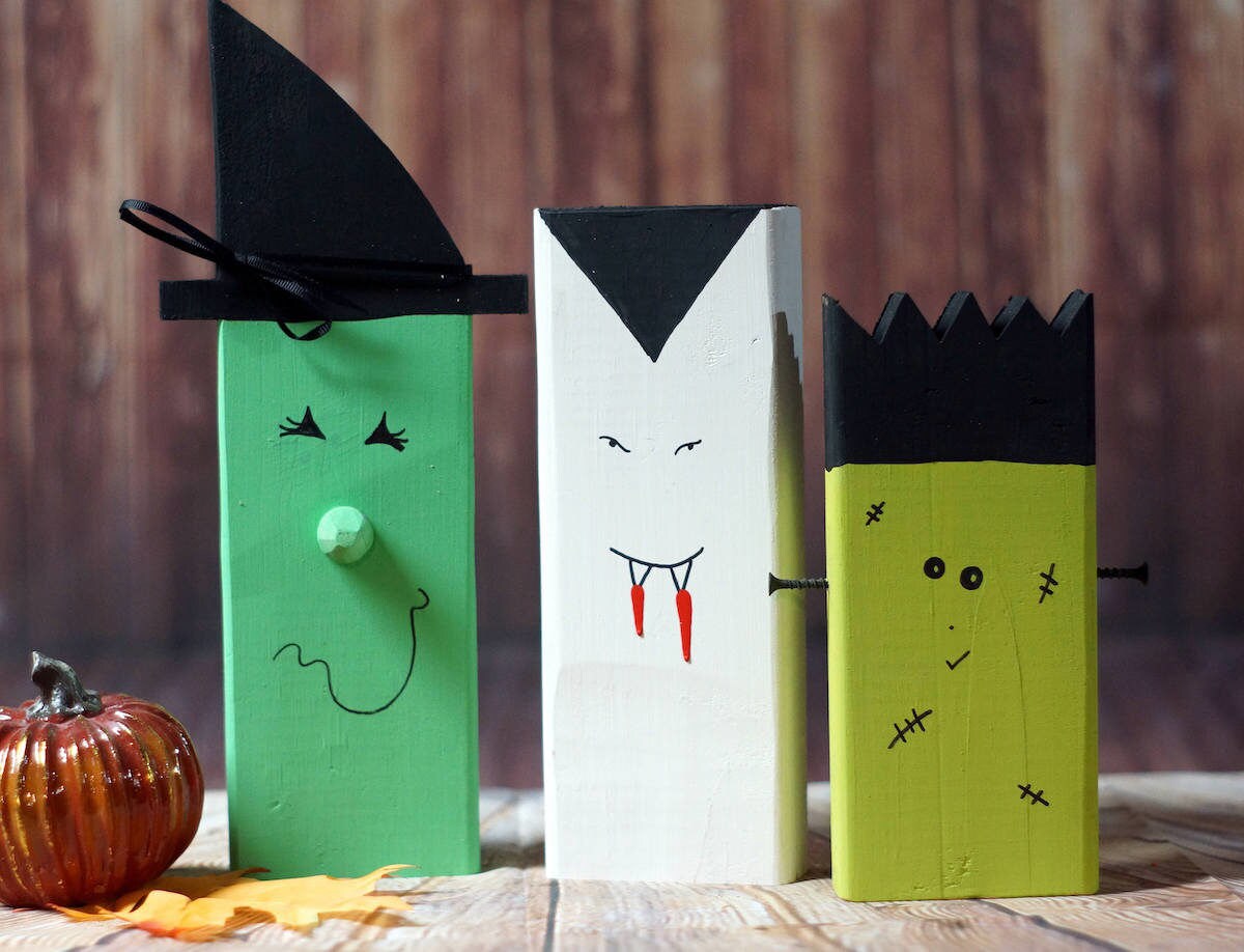 Wooden witch, vampire, and monster from GFT Woodcraft