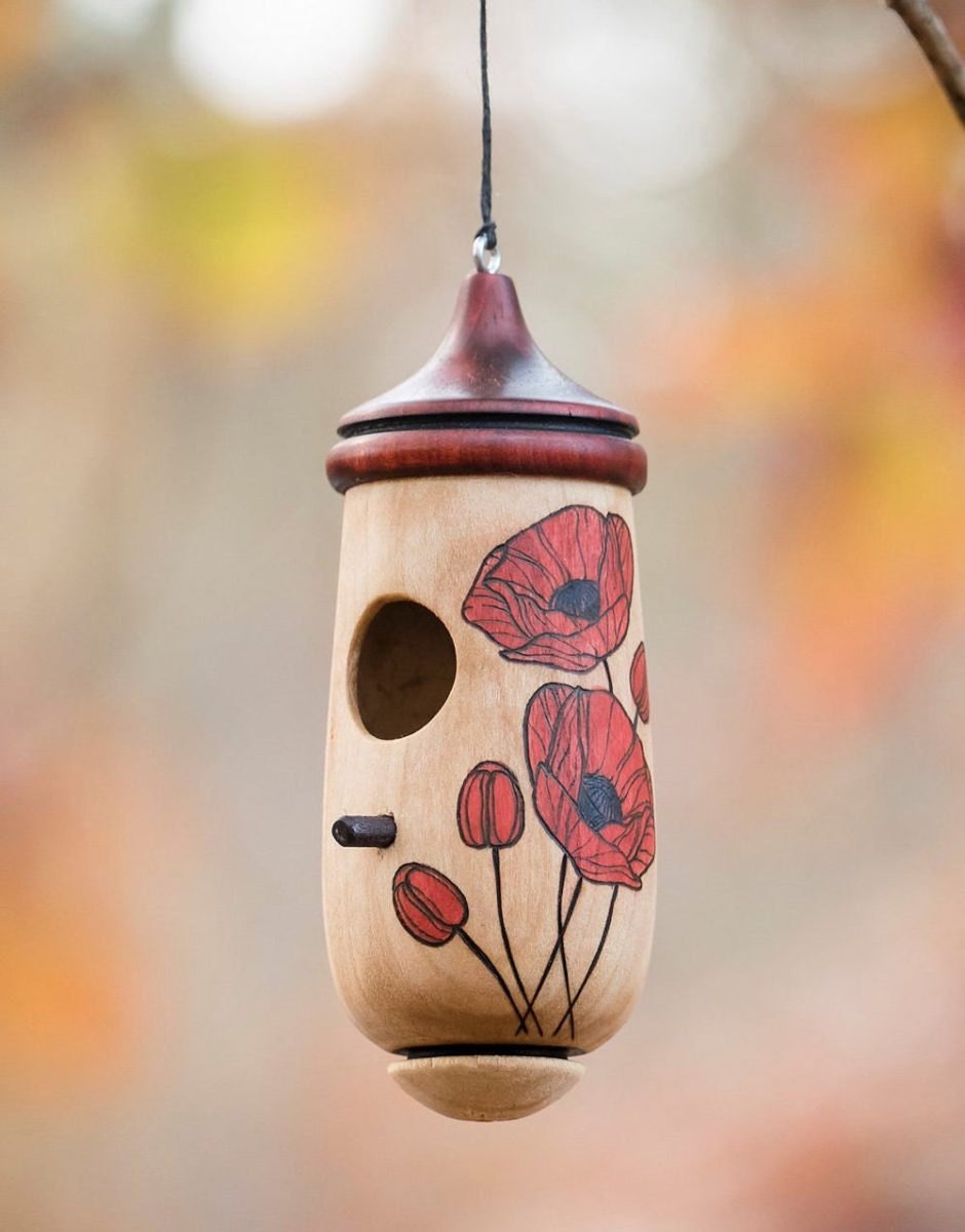 Poppy hummingbird house nester from Turning Tree Workshop