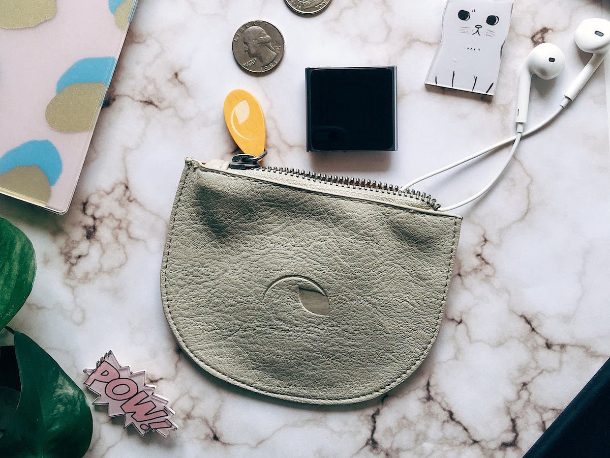 Vegan leather mini zipper pouch