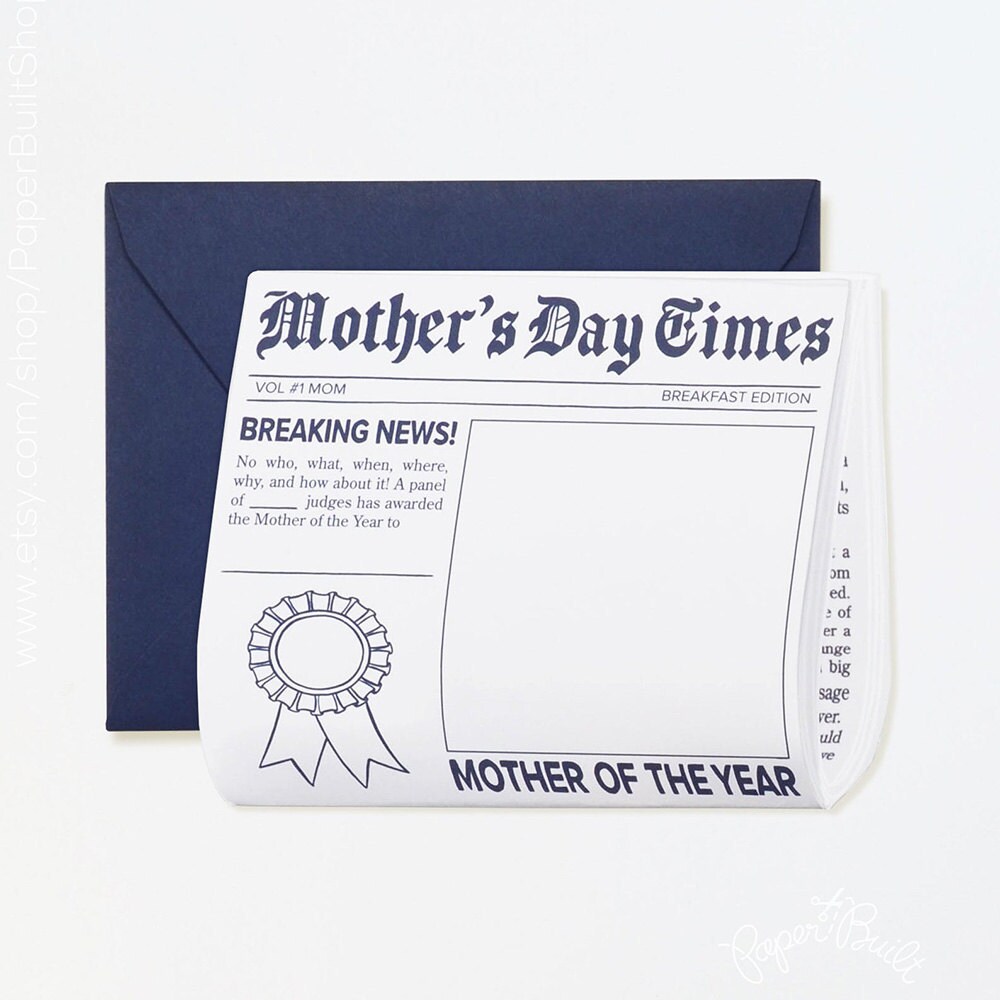 A unique Mother's Day card for a mom who likes to read the paper