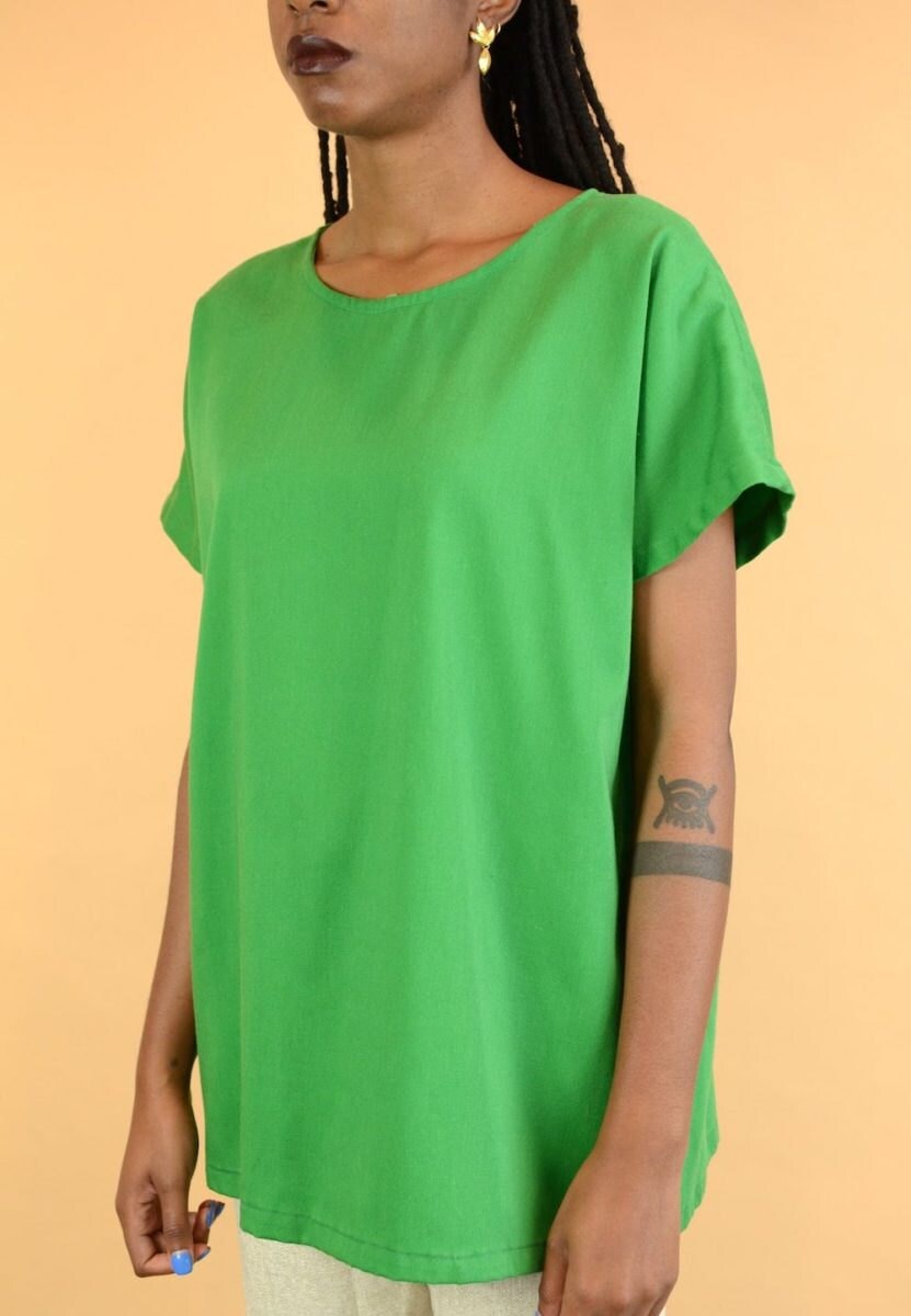 Vintage short-sleeved green blouse from MAW SUPPLY