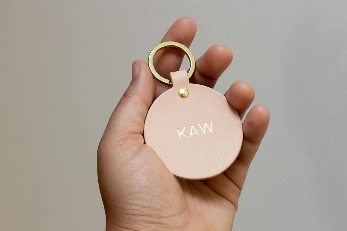 Monogram leather keychain
