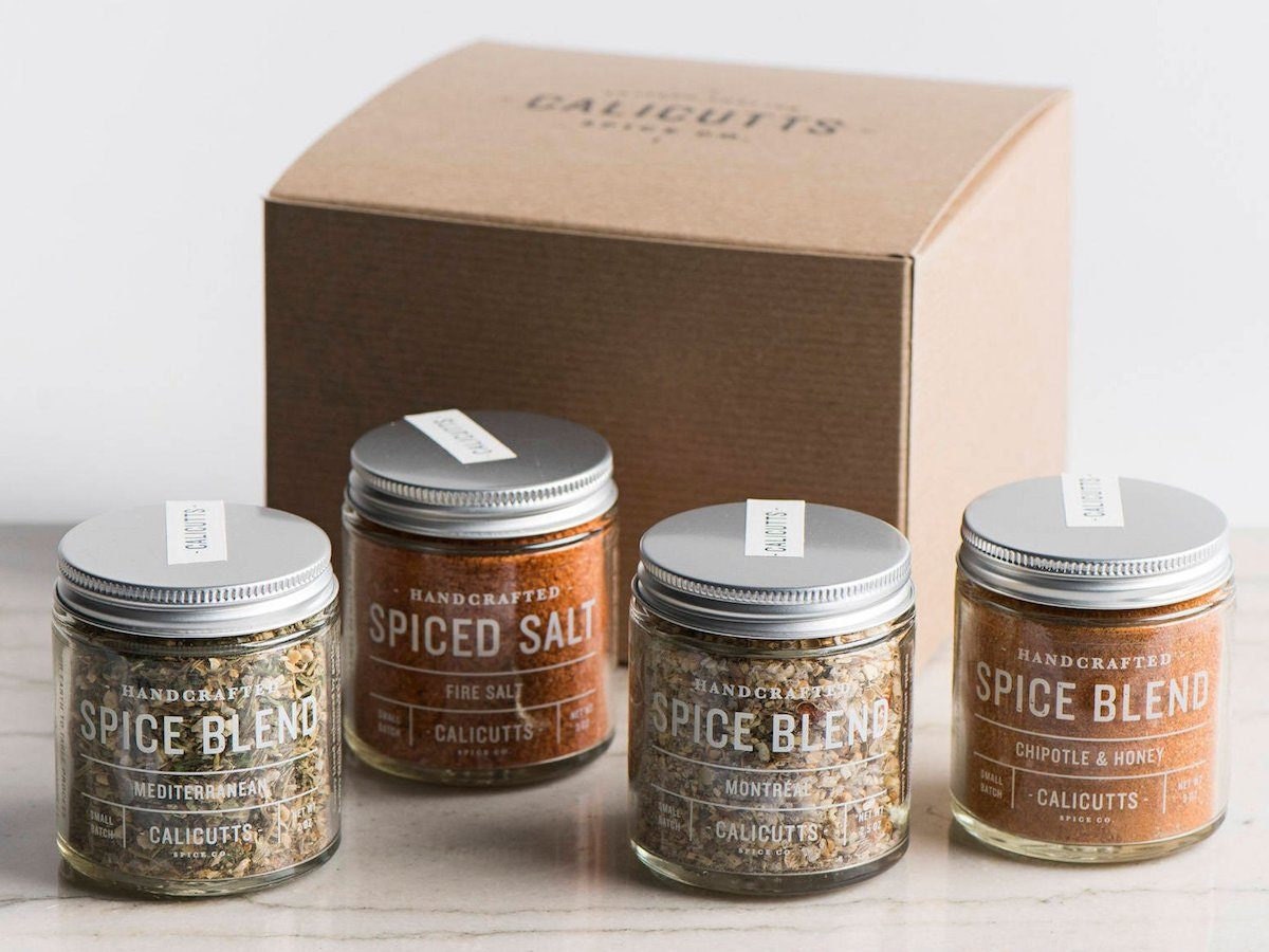 Gift box set of 4 artisan spice blends.