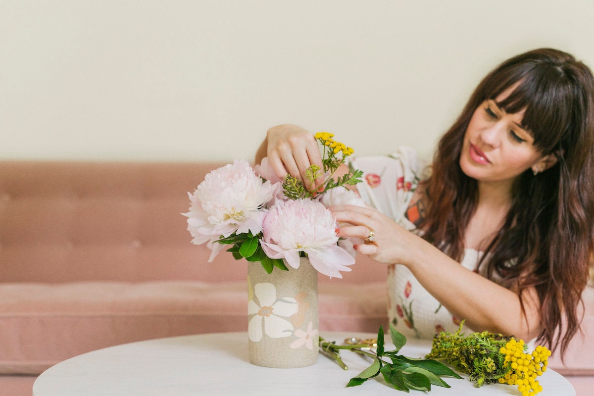 Floral vase from the A Beautiful Mess x Etsy collection