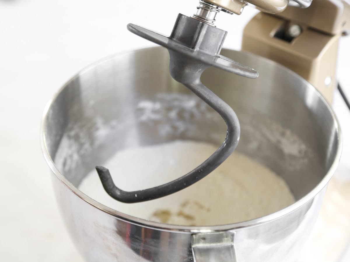 Mix edible pine cone dough with dough hook attachment