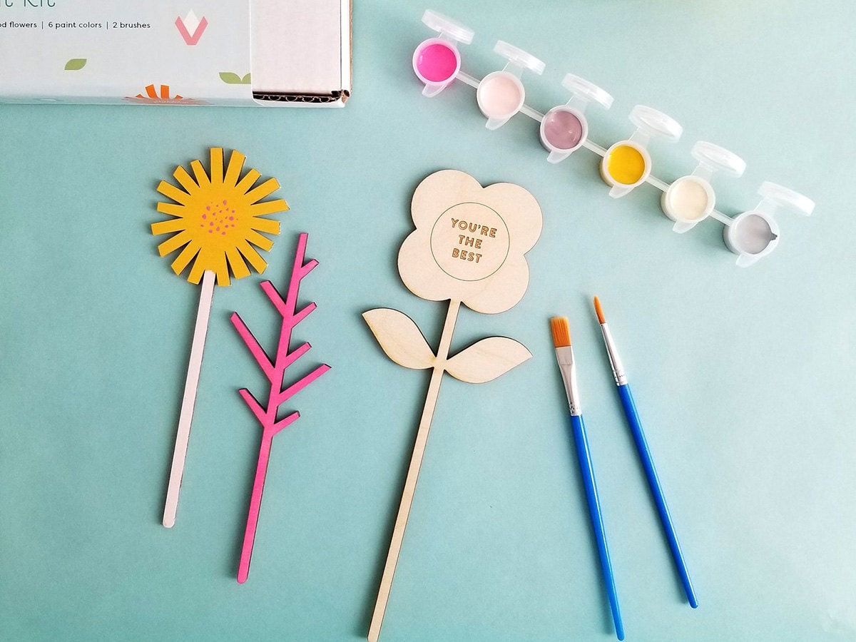 A hand-painted wooden flower