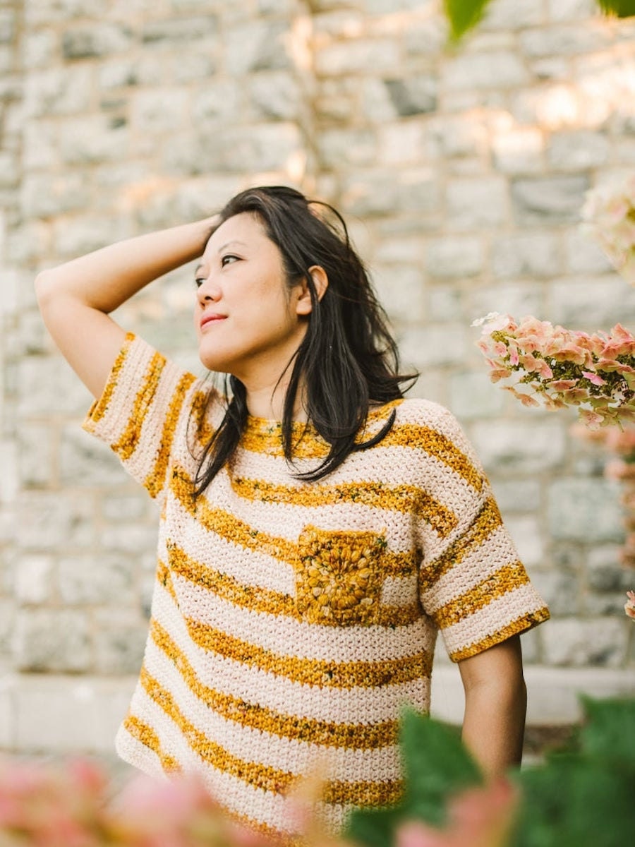 Striped crochet t shirt pattern from One Dog Woof on Etsy