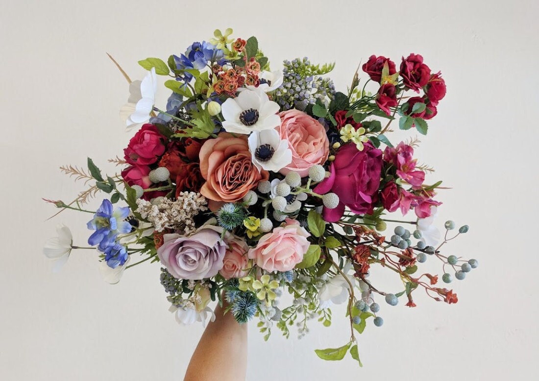 An example of a vibrant, multicolored silk bouquet from The Faux Bouquets