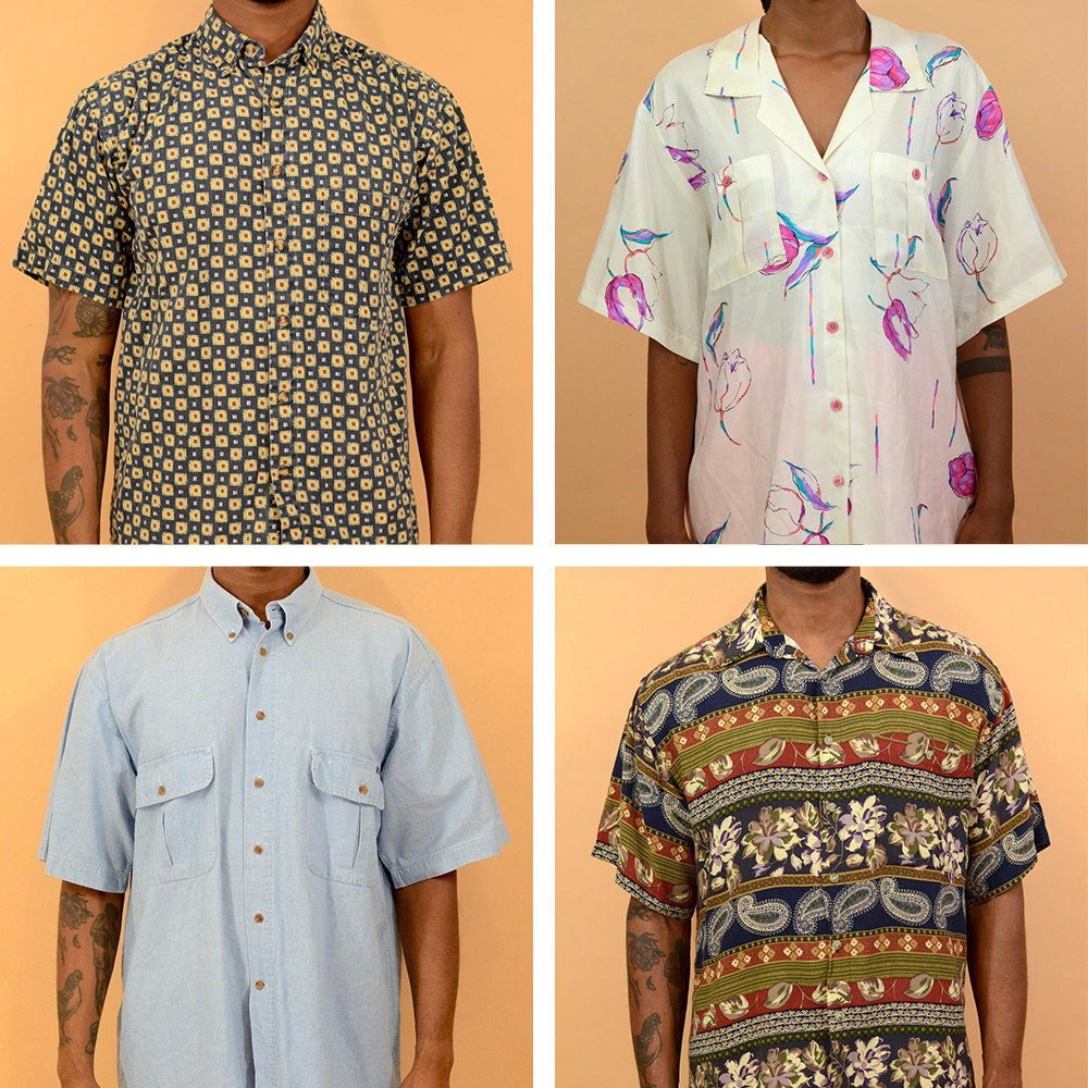 A collage of button-down short-sleeved shirts available from MAW SUPPLY.