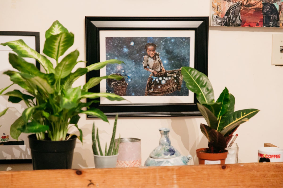 "Child Star Catcher" print from Mirlande, framed and hanging on a wall