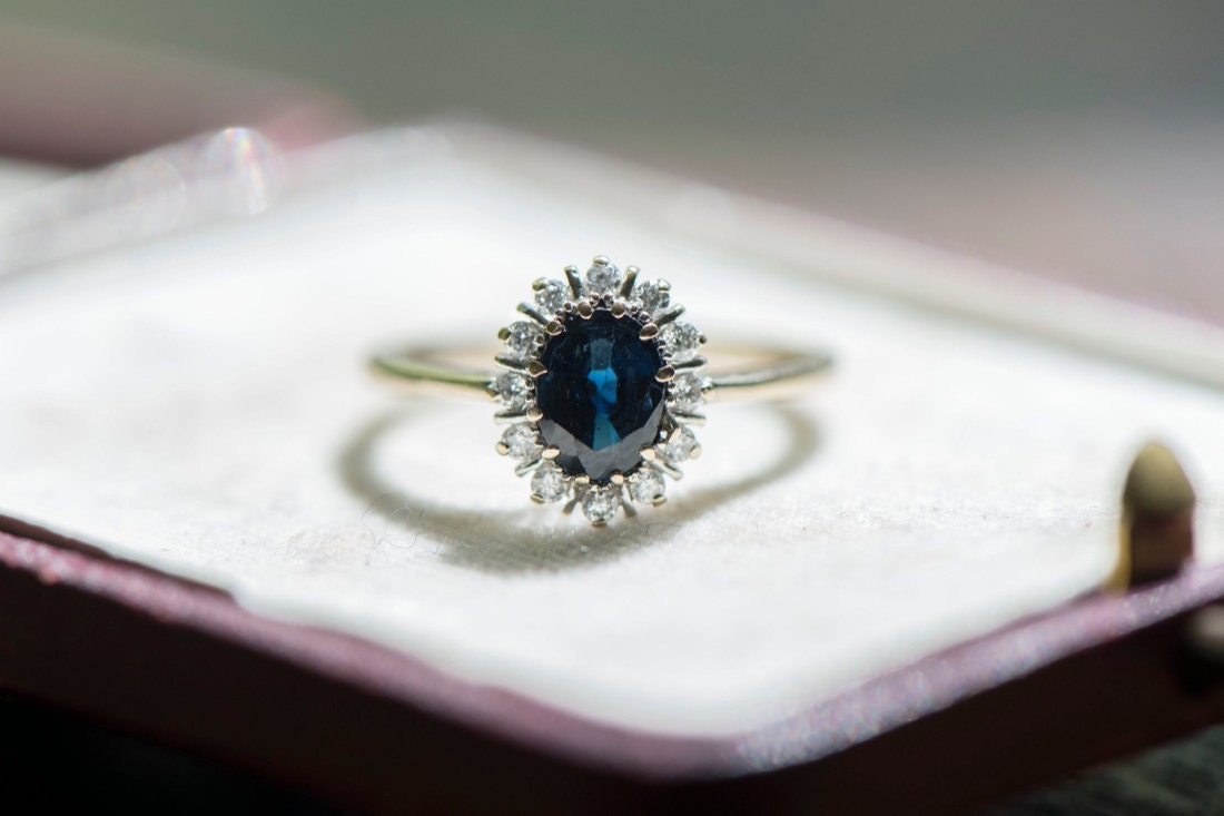 A sapphire and diamond engagement ring from KK Vintage Collection