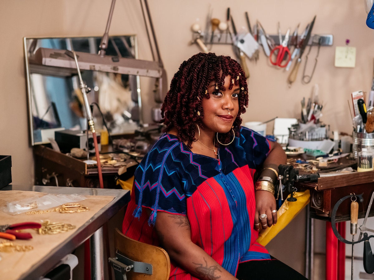 Designer Alicia Goodwin in her studio