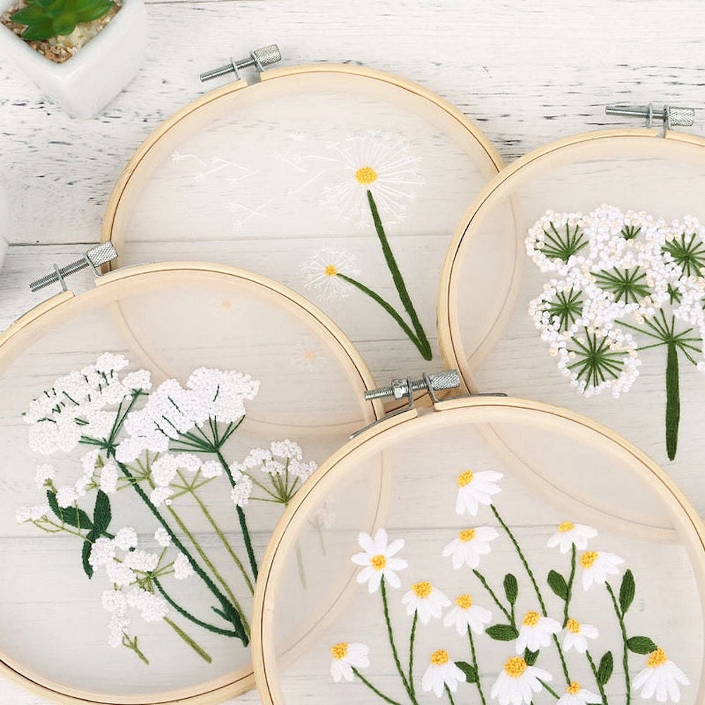 Transparent floral embroidery kit from Lemon Art Crafts