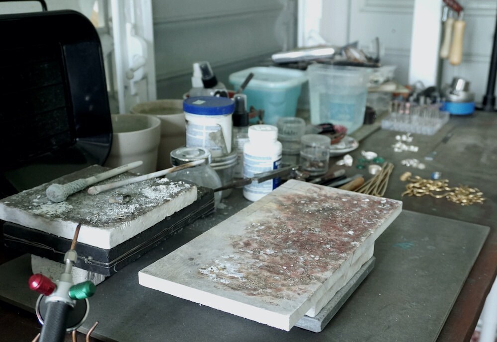 Aleishla's workstation in her Puerto Rico studio