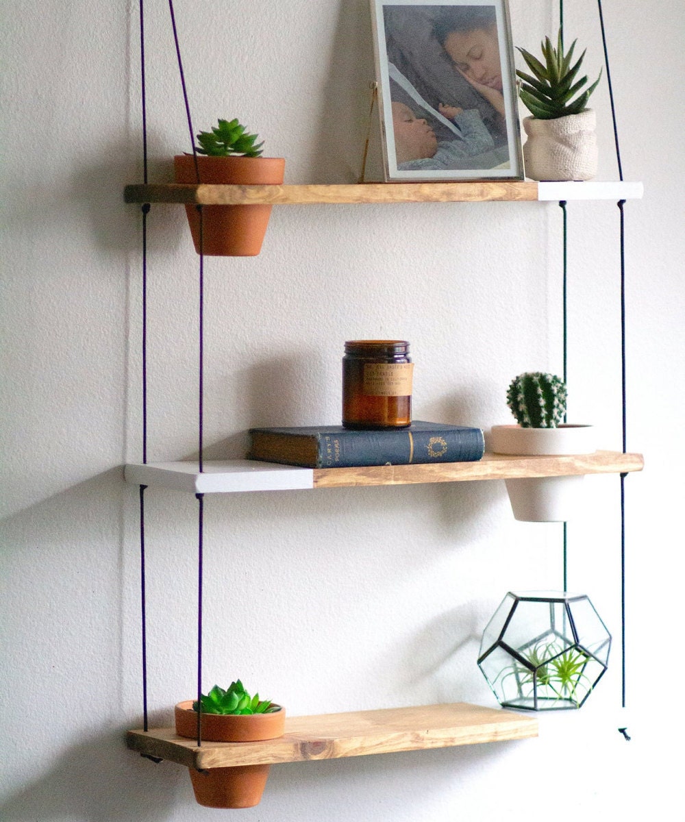 Two-tone trio hanging shelf from TheCraftySwirl, $85