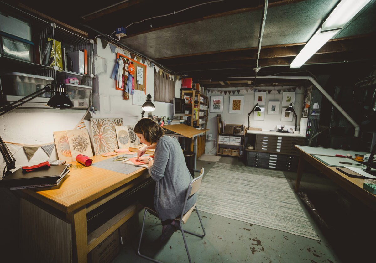 Home studio basement print shop