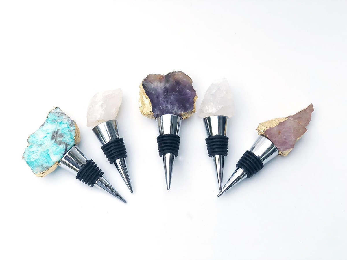 Geode wine bottle stopper