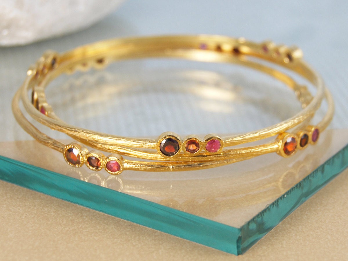 Ruby and garnet bangle from Embers Gemstone Jewellery