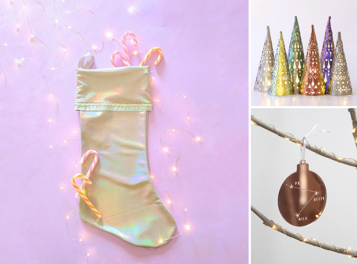 Iridescent holiday decor from Etsy