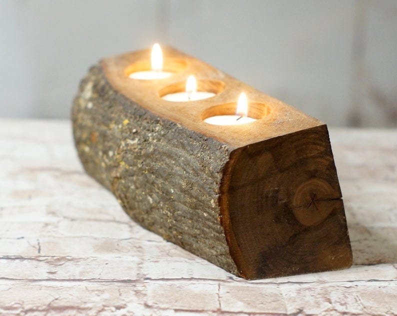 Live-edge log candle from GFT Woodcraft
