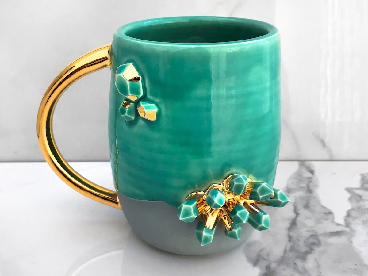 A crystal-studded mug from Modern Mud